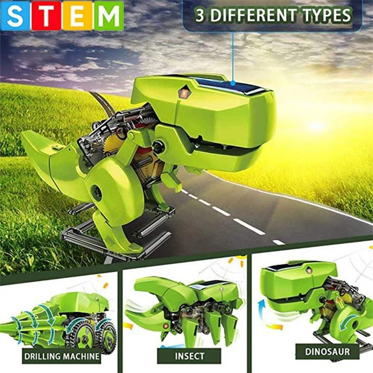 Assembled Dinosaur Solar Powered 3-in-1 Robot Toy